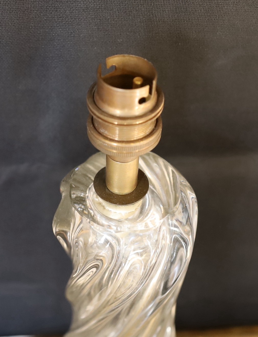 A 1960s Murano clear glass table lamp, height 31cm